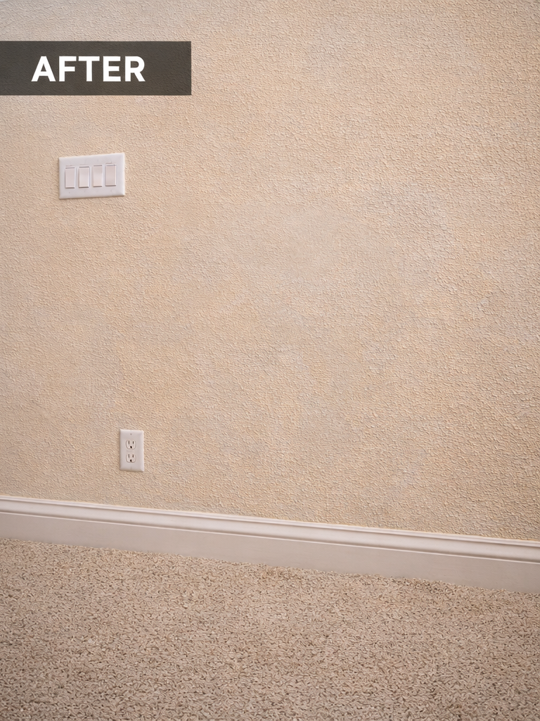 Completed drywall repair with textured finish and clean paint match